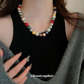Multicolor Mixed Pearl Strand Necklace Silver Clasp view 4