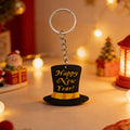Black Wood Festive Top Hat Message Keychain and Attached Hardware view 3