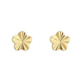 Gold Mini Flower Stud Earrings Radial Cut Facet Design view 5