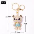 Rhinestone Teddy Bear Keychain Gold Metal Four Vest Styles view 2