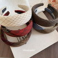 Padded Wool Tweed Headband Beige Red Plaid Brown 4 Styles view 1