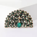 Rhinestone Peacock Fan Brooch Full Crystal Spread Tail Pin view 9