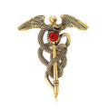 Winged Serpent Staff Medical Brooch in Gold or Silver Tone view 5