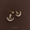 Gold Star Crescent Moon Dual Wear CZ Jacket Earrings view 3