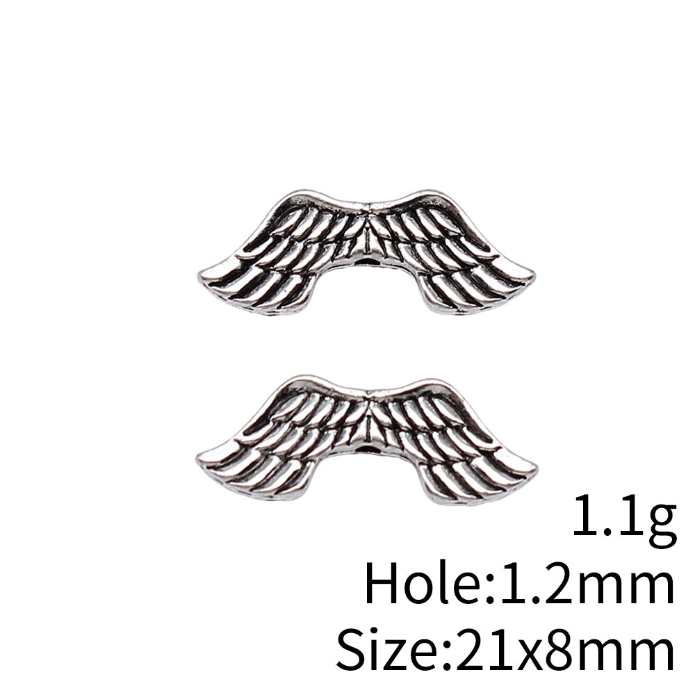 21x8mm 1.1g Antique Silver Zinc Alloy Angel Wing Loose Metal Beads for DIY Bracelet Jewelry Making
