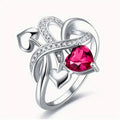 Silver Infinity Heart Red Stone CZ Ring Sizes 5-12 view 1