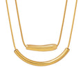 Gold Steel Arc And Irregular Bar Pendant Snake Necklaces view 5