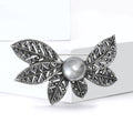 Leaf Brooch with Pearl-look Center In 3 Color Variants view 4