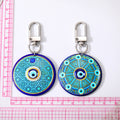 Silver Tone Round Printed Evil Eye Clip Keychains in Eight Designs view 4