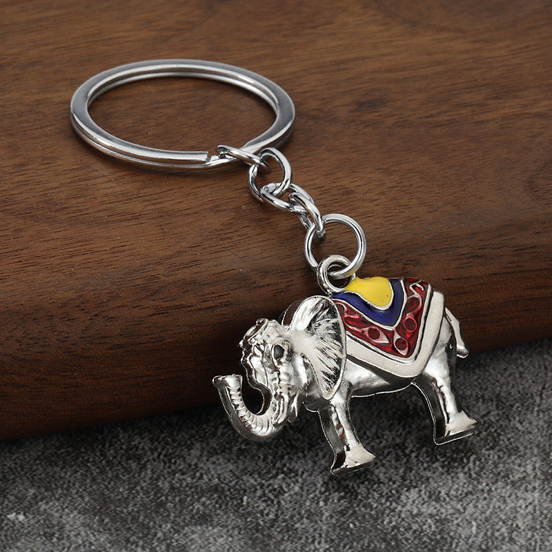 3D Enamel Elephant Metal Keychain Car Key Ring Bag Charm Gift Accessory
