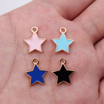 Gold Tone Enamel Star Charms in Four Soft and Dark Colors