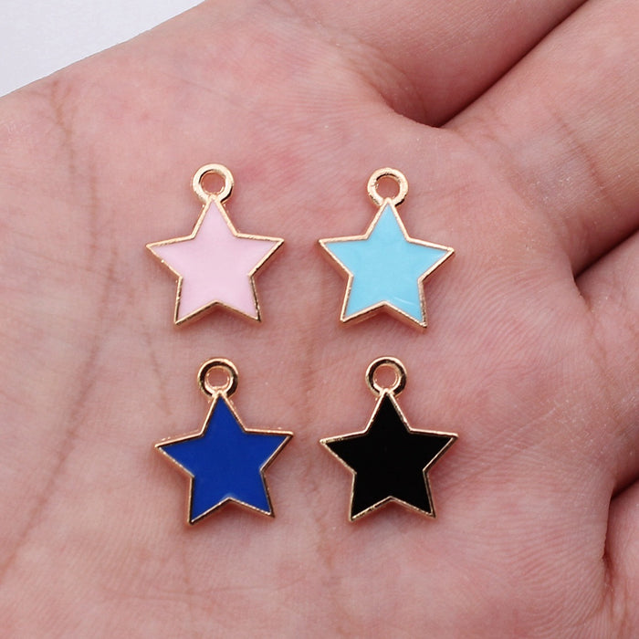 Gold Tone Enamel Star Charms in Four Soft and Dark Colors