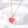 Gold Tone Iridescent Faceted Heart Pendant Necklaces in Six Colors view 3