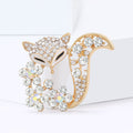 Gold Rhinestone Fox Flower Brooch Clear and Multicolor Tails view 3