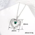 Silver Tone Double Heart Green Crystal Pendant Necklace view 4