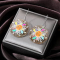 Silver Tone Sunflower Smiley Cat and Ice Cream Acrylic Hook Earrings view 4