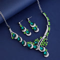 Black Silver Tone Lock Crystal Five Designs Metal Necklace view 2