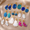 Gold Tone Irregular Druzy Style Stone Post Drop Earrings in Nine Colors and Shapes view 1