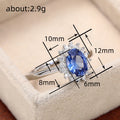 Silver Blue Oval Halo CZ Finger Ring Cluster Sizes 6-10 view 4