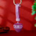 Geometric Band Crystal Heart Keychains with Straps and Plain Options view 8
