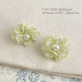 Blue Green Gingham Fabric Flower Pearl Center Studs view 3