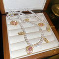 Pastel Tulip Crystal Charm Necklace with Gold Tone Chain view 2