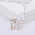 Enamel Long-Leg Cat Pair Brooch In White And Black view 2
