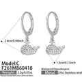 Crystal Whale Tail Drop Hoop Earrings in Three Metal Designs view 6