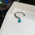 Silver Open Rings with Teardrop Dangle Clear Pink Teal view 7