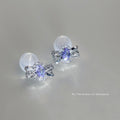 Silver Filigree Bow Purple CZ Center Stud Clip Earrings view 7