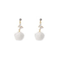Butterfly White Pom Pom Long Stud Earrings in Two Colors view 5
