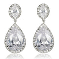 Silver Tone Oval and Teardrop Crystal Earrings Jewelry view 4