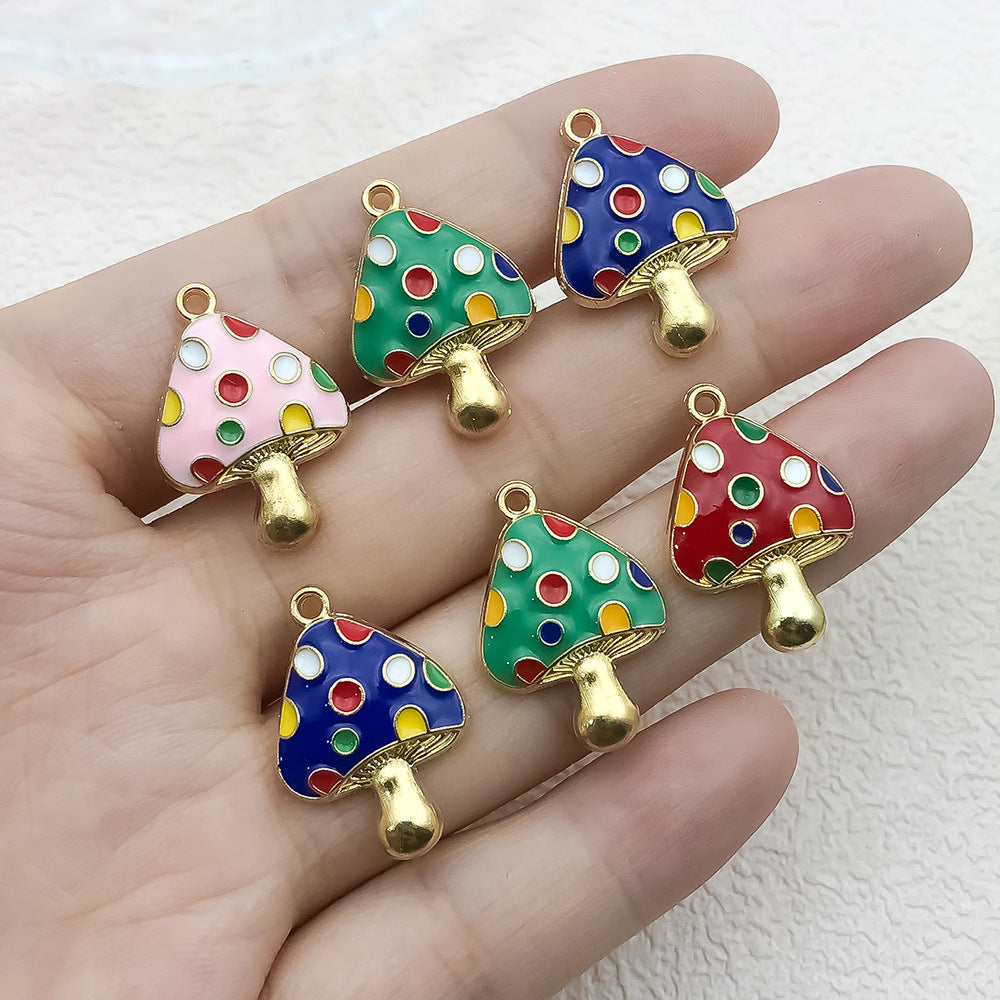 Zinc Alloy Enamel Red Mushroom Charm Pendant for DIY Bracelet Earrings Keychain