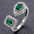 Pear And Rectangular Halo Adjustable Open Ring In Six Variants view 3