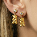 Crystal Bear Drop Earrings in Gold and Silver Tone view 4