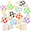Checkered Handbag Charms in Gold and Silver Tones, Six Colors view 5