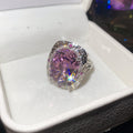 Silver Purple Oval Crystal Halo Cocktail Ring And Studs view 7