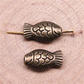Textured Fish Beads in Three Antique Metal Finishes view 4