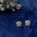 White Cream Rose Flower Stud Earrings Pearlescent Pair view 4