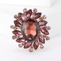 Oval Crystal Radiant Floral Cluster Brooch in Ten Colors view 11