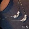 Silver Marquise Leaf Branch Cubic Zirconia Pendant Necklace view 5