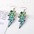Silver Tone Lightning Printed Acrylic Hook Earrings in Four Designs view 3
