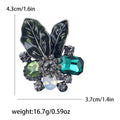 Enamel Leaf Crystal Cluster Brooch Yellow Blue Green view 8