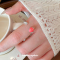 Red Strawberry Open Rings Silver Star And Scallop Styles view 3