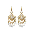 Ornate Gold Tone Chandelier Earrings with Clear Crystal Drops view 5