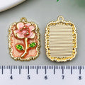 Zinc Alloy Enamel Flower Oil Painting Charm Pendant for DIY Earrings Necklace Jewelry