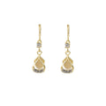 Yellow Green and Pink Teardrop Gold Tone Huggie Earrings view 5