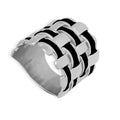 Wide Basket Weave Enamel Rings Gold Steel White Black Metal view 8