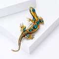 Jeweled Lizard Brooch in Green Blue and Gray Colorways view 4
