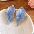 Textured Leaf Statement Stud Earrings Fashion Jewelry view 9